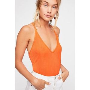 Intimately by Free People- Orange ribbed racerback flowy camisole